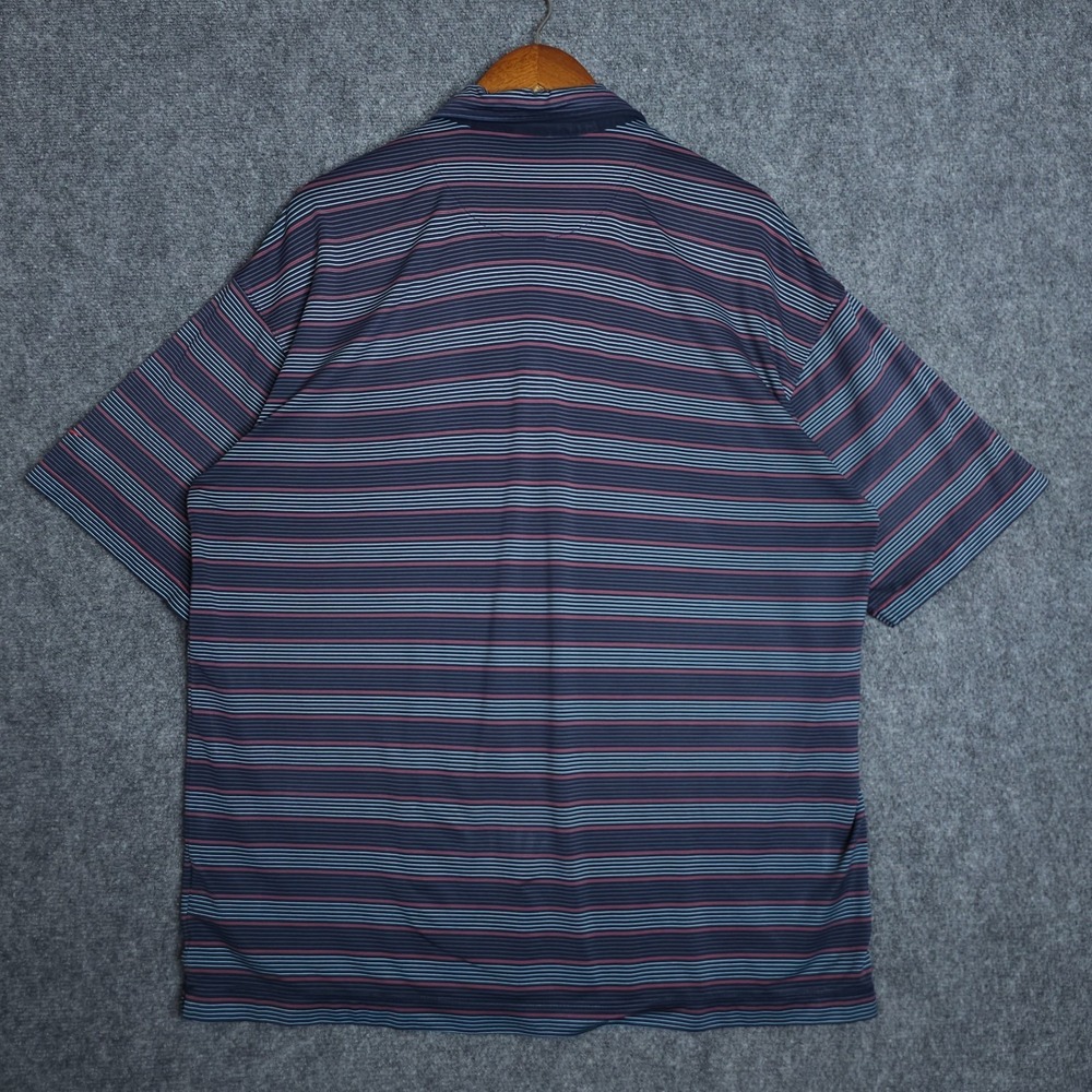 Nike Golf Polo Shirt Mens XL Blue Dri-Fit UV Striped Short Sleeve Performance - Picture 4 of 8